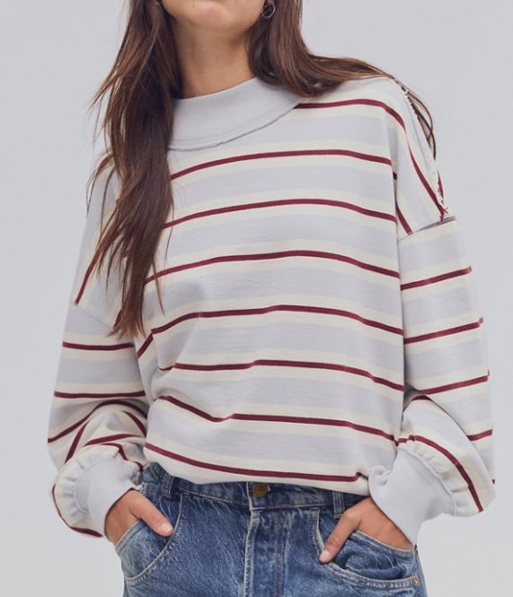 Free People Palm Spring Striped Washed Blue Combo
