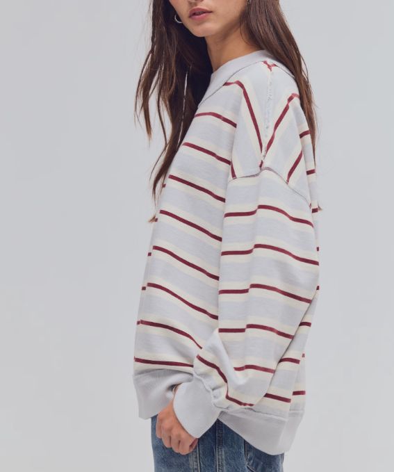 Free People Palm Spring Striped Washed Blue Combo