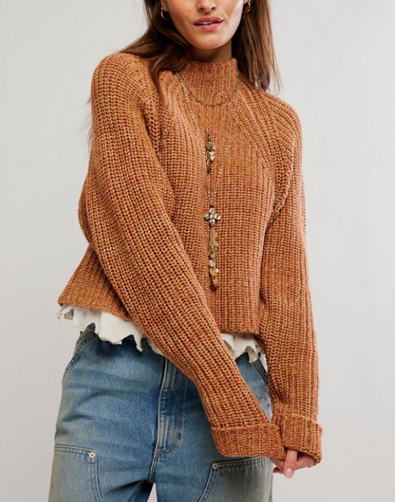 Free People Low Tide Pullover Cinnamon Spice