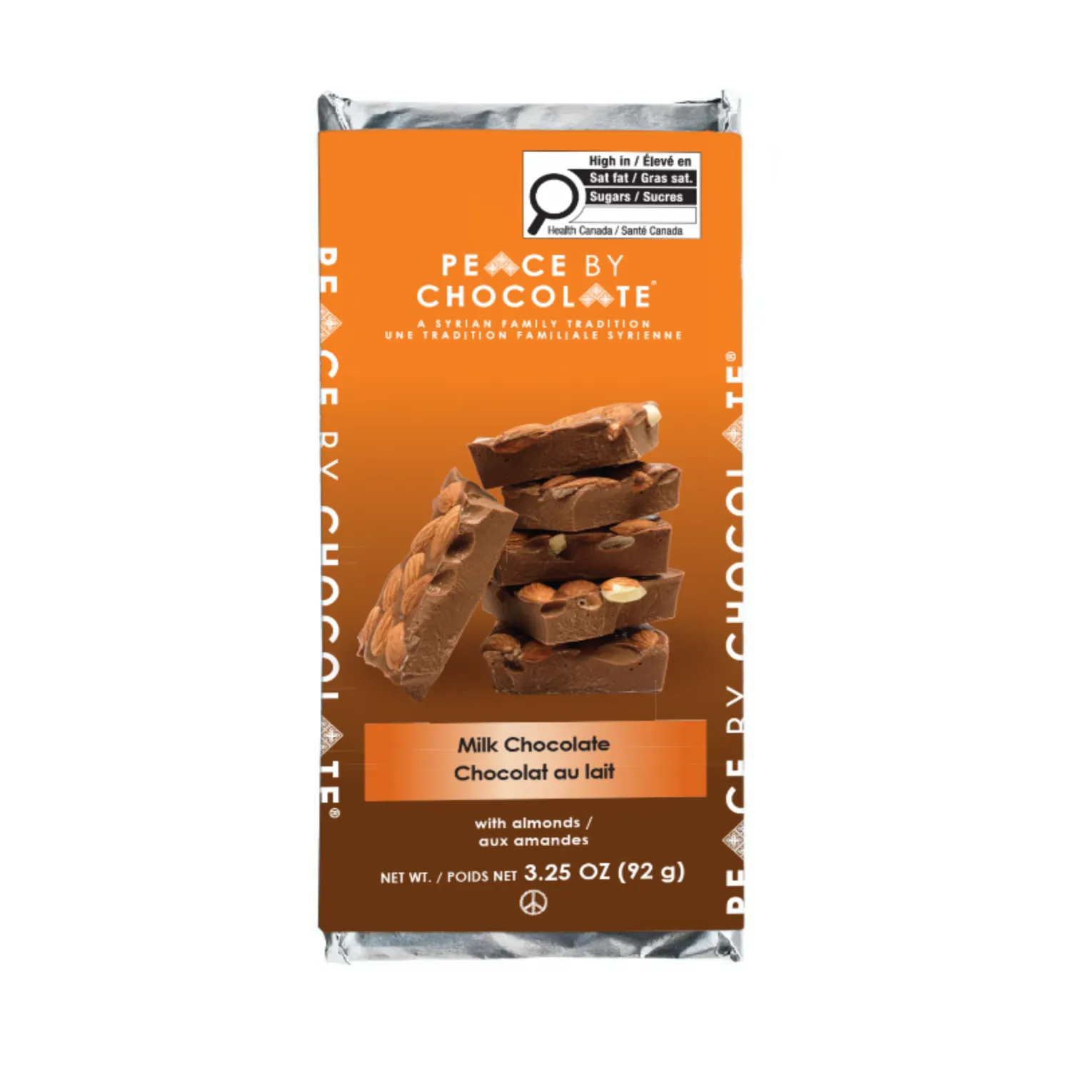 Peace by Chocolate Bar Milk Chocolate with Almonds