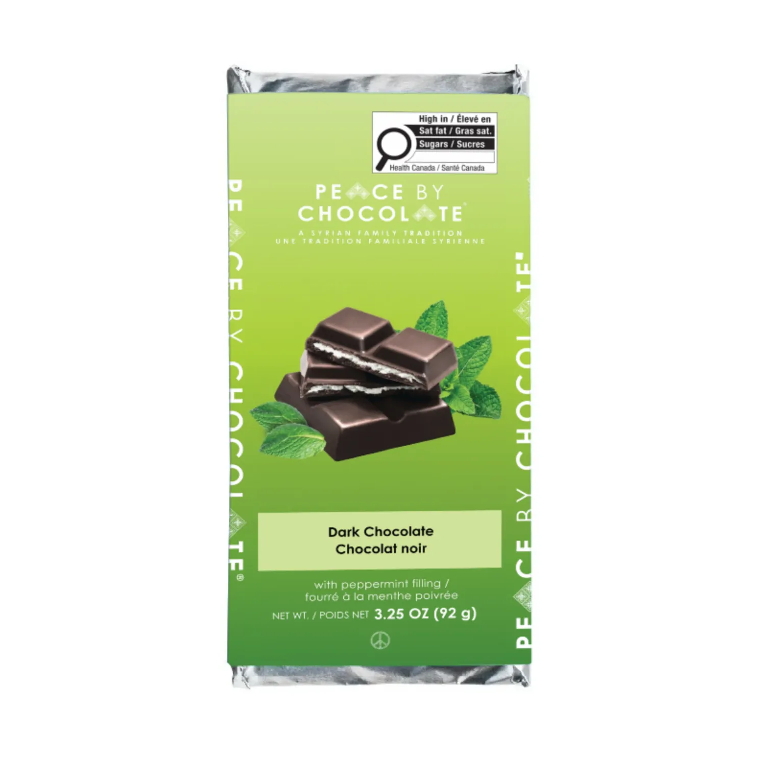 Peace by Chocolate Bar Dark Chocolate with Peppermint Filling Peace by Chocolate Bar Dark Chocolate with Peppermint Filling