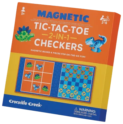 Crocodile Creek Magnetic Games Tic Tac Toe &amp; Checkers Dino