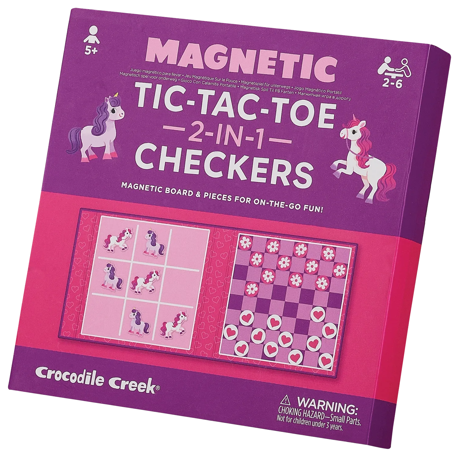 Crocodile Creek Magnetic Games Tic Tac Toe &amp; Checkers Unicorn