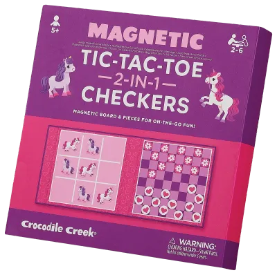 Crocodile Creek Magnetic Games Tic Tac Toe &amp; Checkers Unicorn