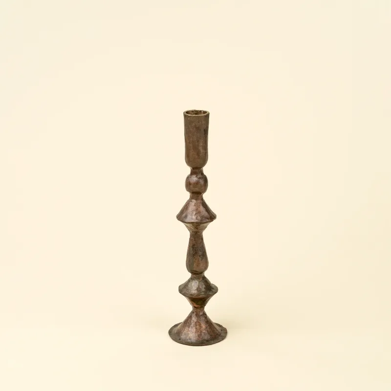 Indaba Petra Forged Candlestick Rustic Brass Small