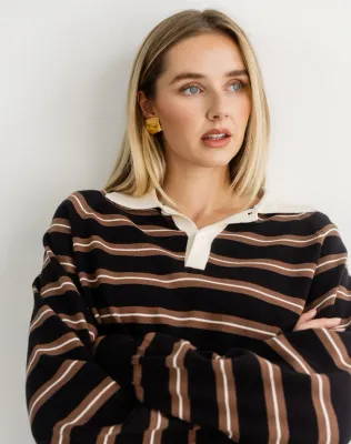 Brunette the Label Oversized Knit Polo Shirt