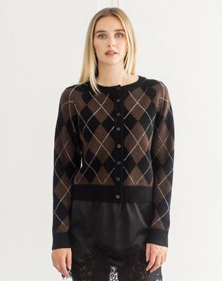 Brunette the Label Little Sister Cardigan Argyle