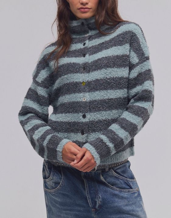 Free People WTF Button Collection Cardigan Storm Free People WTF Button Collection Cardigan Storm