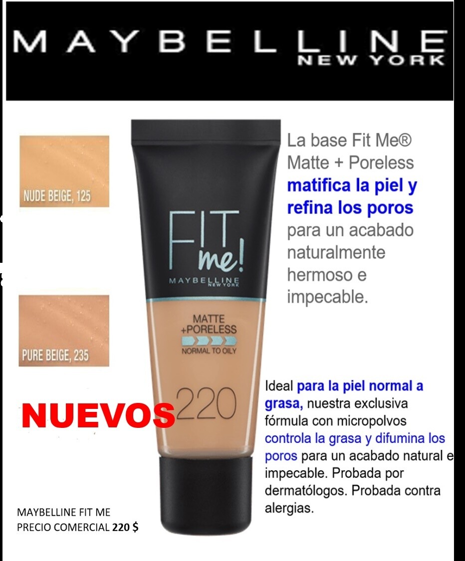 Base de Maquillaje Loreal, Maybelline, Revlon, Covergirl,  NYX. Piel grasa Y seca. matte !!!VARIOS MODELOS¡¡¡