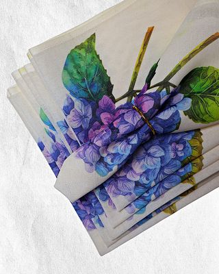 Delicate Hydrangea Canvas Table Napkins