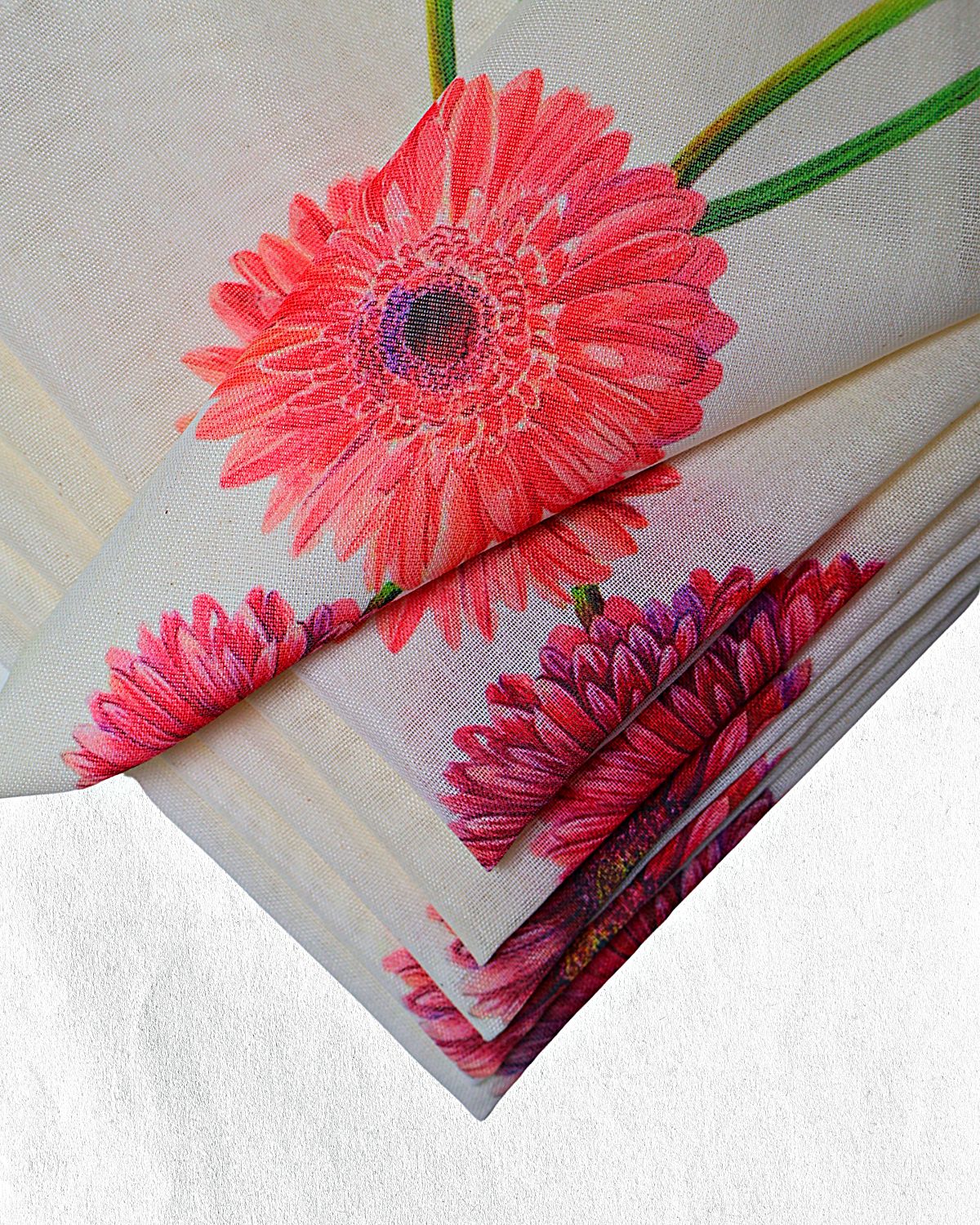 Blossoming Gerbera Canvas Table Napkins