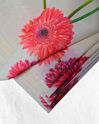 Blossoming Gerbera Canvas Table Napkins