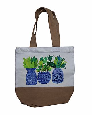 Canvas Tote Bags 2-Tone with Zipper