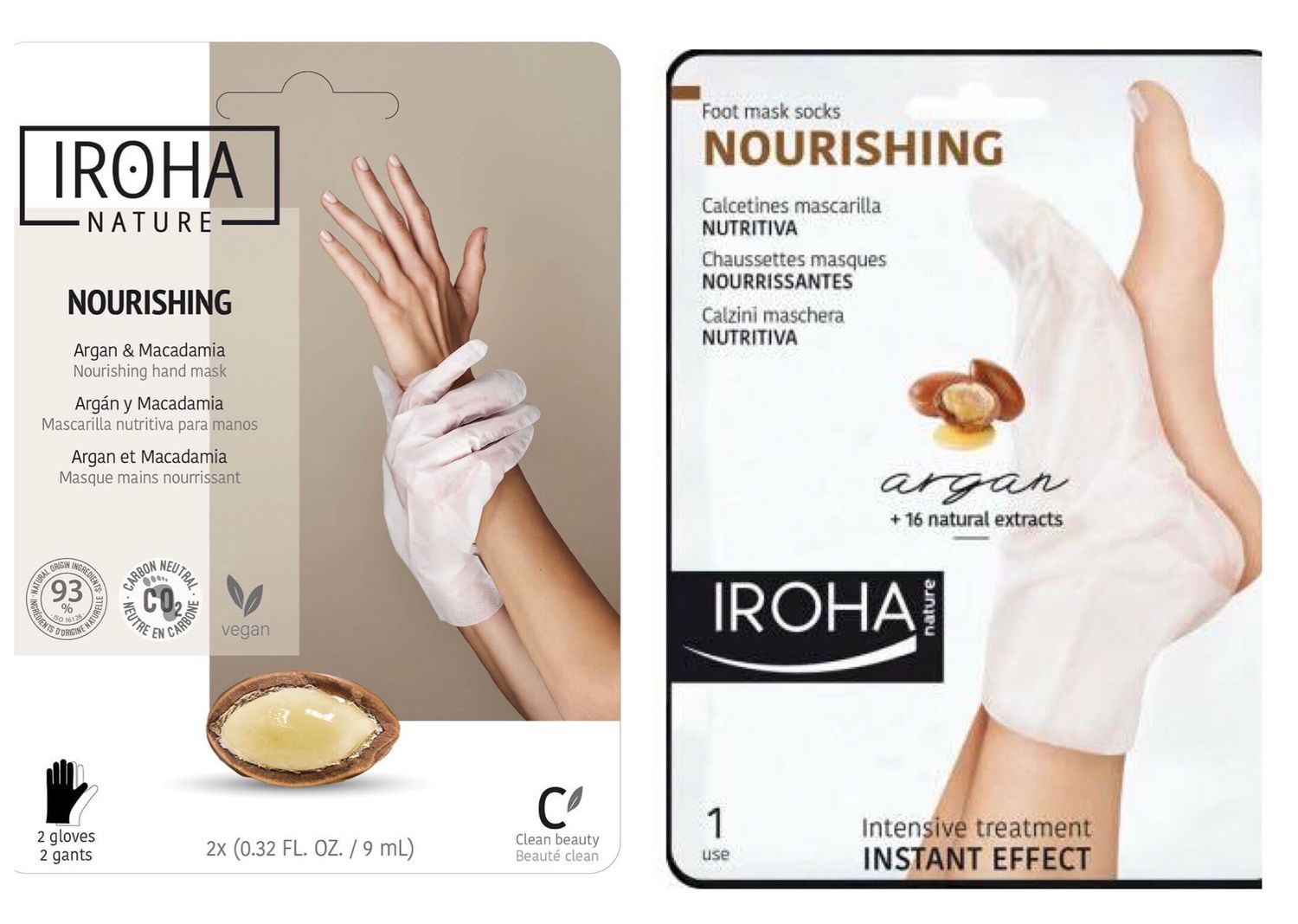 Iroha Nature Nourishing Argan & Macadamia Hand Mask oder Nourishing Foot Mask Socks mit Arganöl