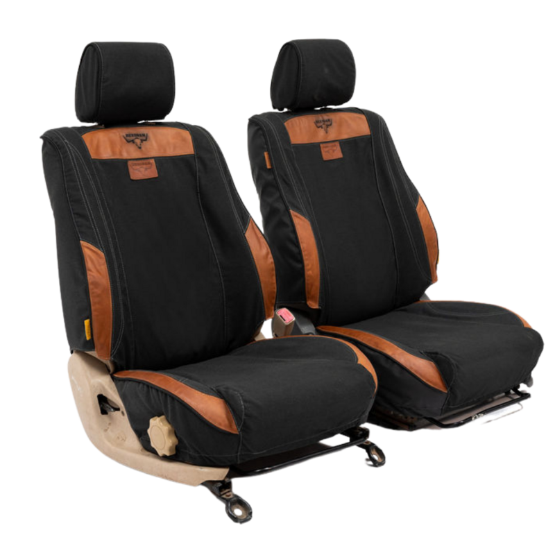 African Collection with Charcoal Canvas and Red Leather