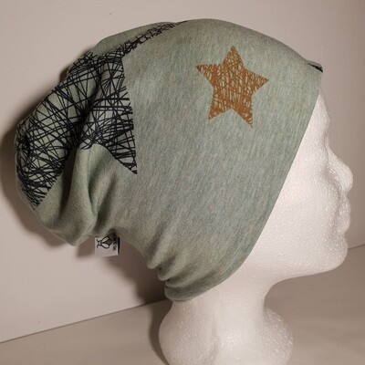 BEANIE I Jersey Mütze, Print Stars Black and Brown BEANIE I Jersey Mütze, Print Stars Black and Brown