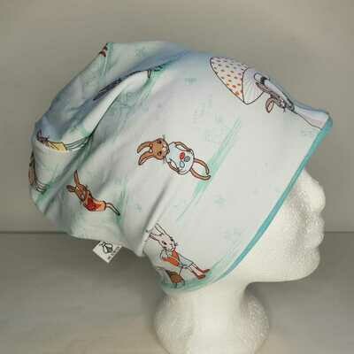 BEANIE I Jersey Mütze, Häschen blau