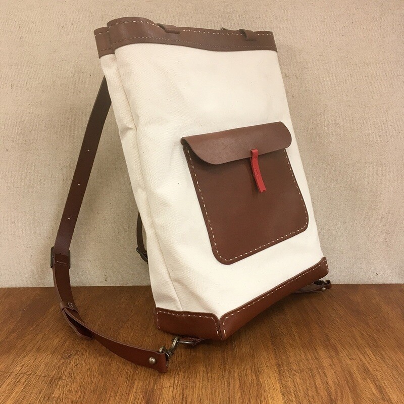 タテ型リュック・トート（帆布＋革）