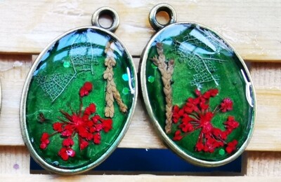 Green and red earrings