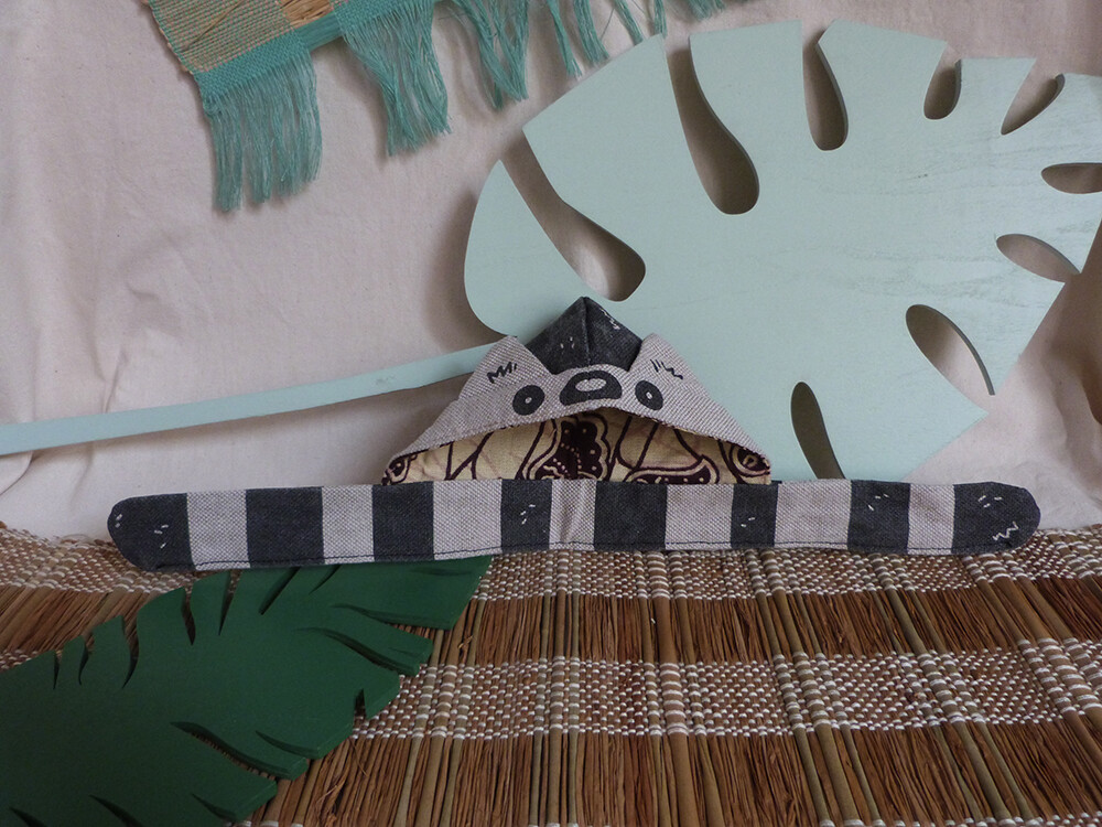 Lemur Scoodie - 5-6" - Tissu lin/linen fabric, hand screen printed