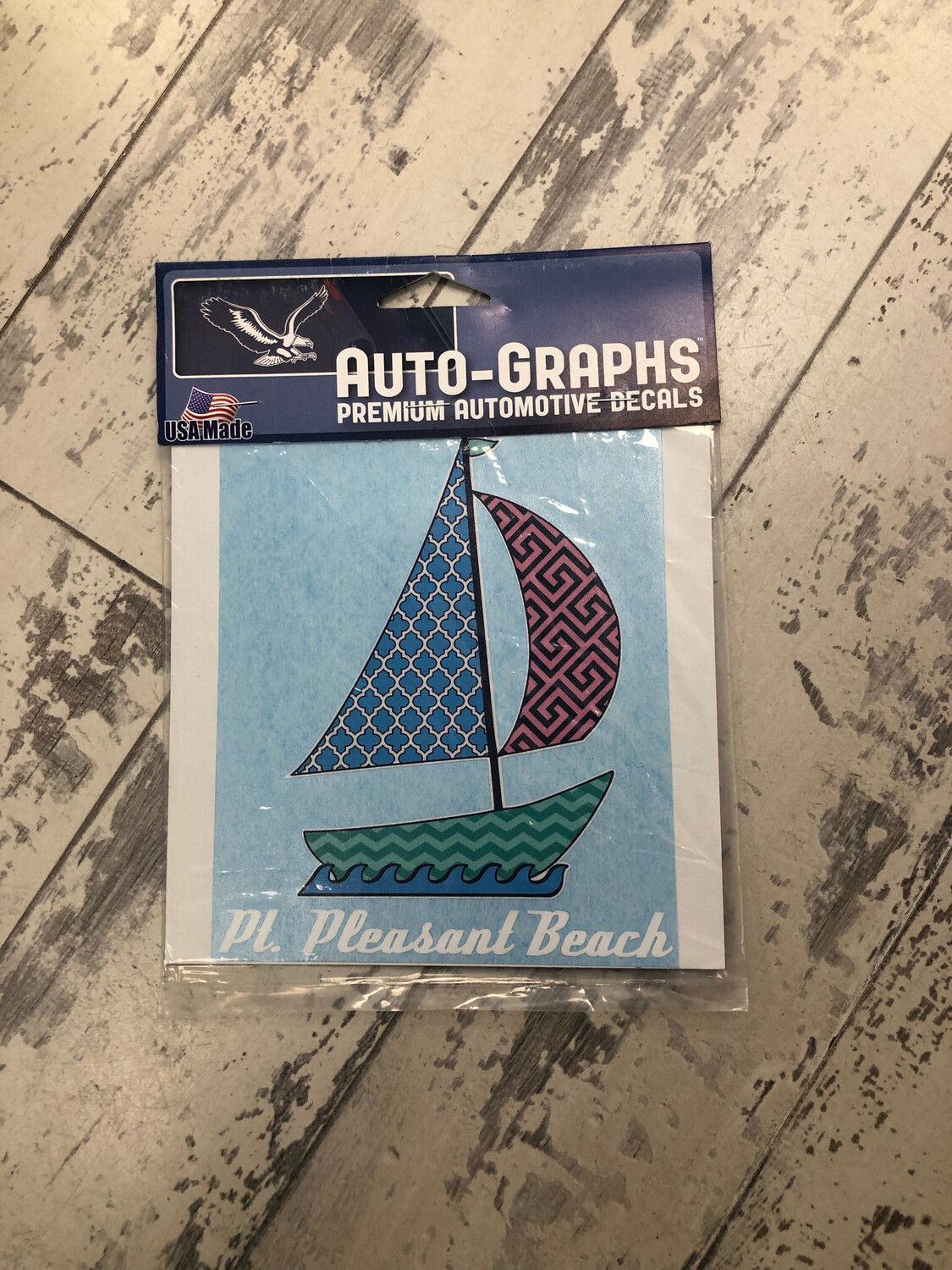 Auto Decal Patchwork Sailboat