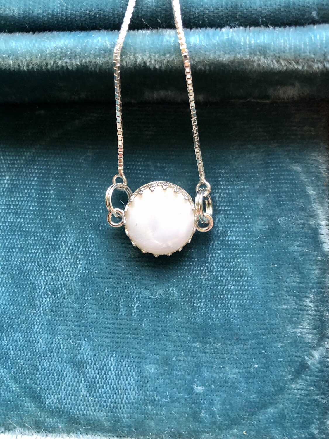 Sterling Silver Bolo Slide Bracelet with Mother of Pearl Nurse Button