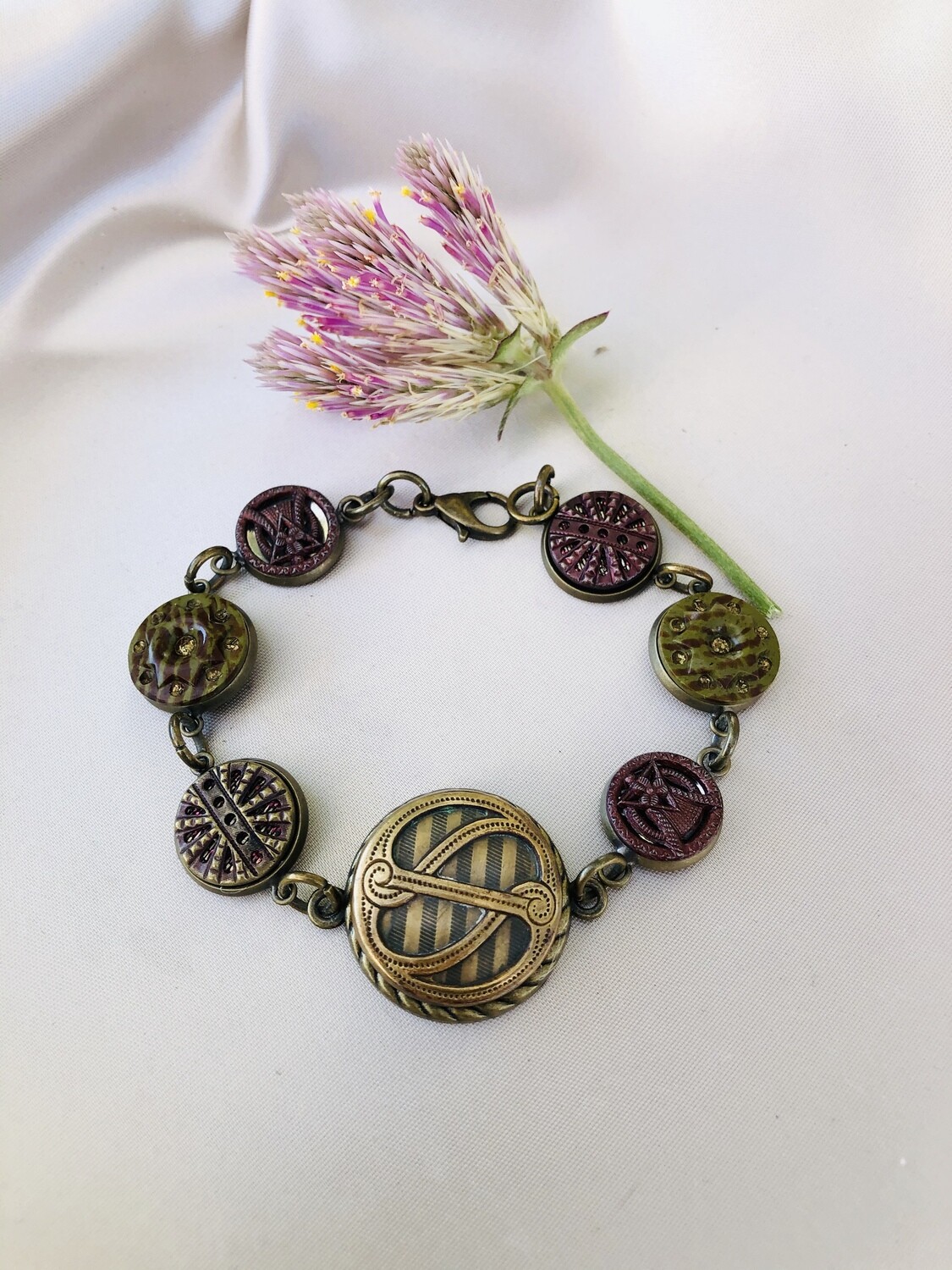 Antique Button Bracelet - One of a Kind Repurposed Jewelry