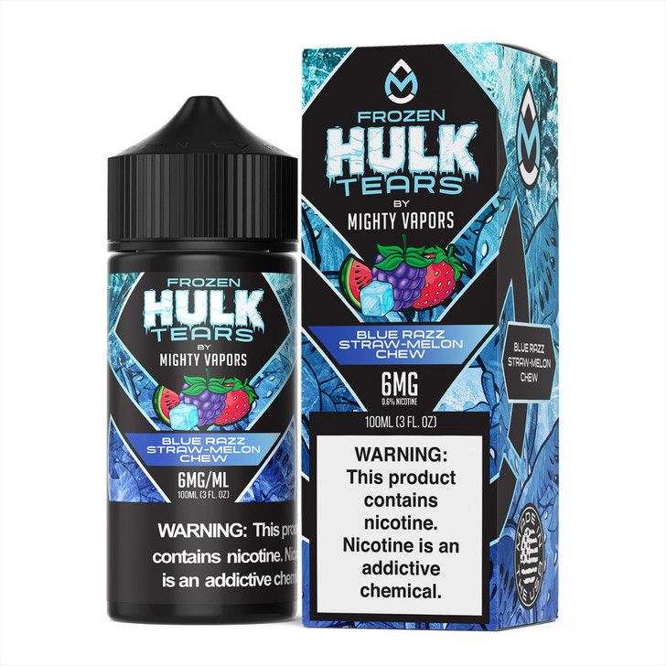 MIGHTY VAPORS x HULK TEARS - FROZEN BLUE RAZZ STRAW MELON CHEW 100ML