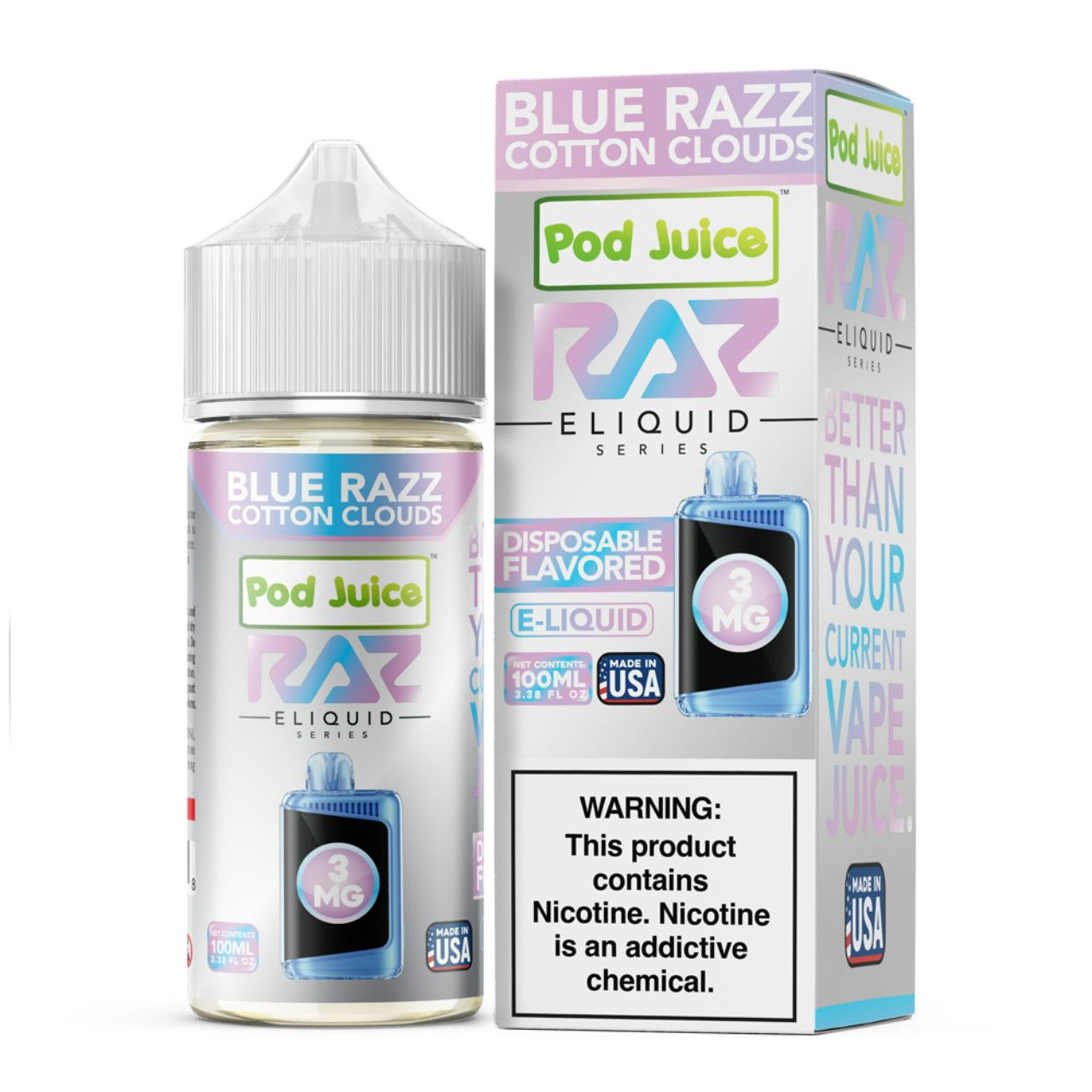 Pod Juice x RAZ Blue Razz Cotton Clouds 100ml