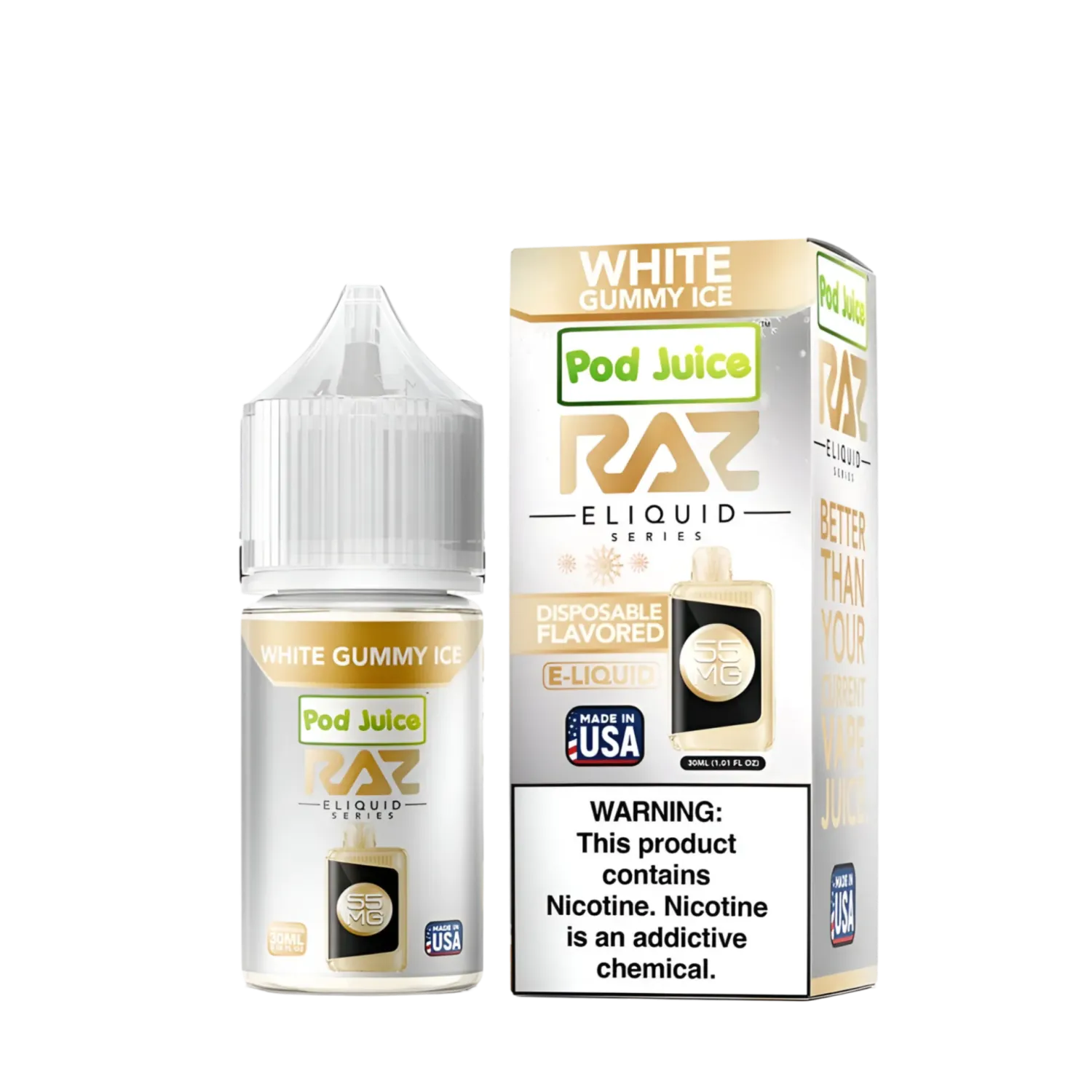 Pod Juice x RAZ Salt – White Gummy Ice 30mL