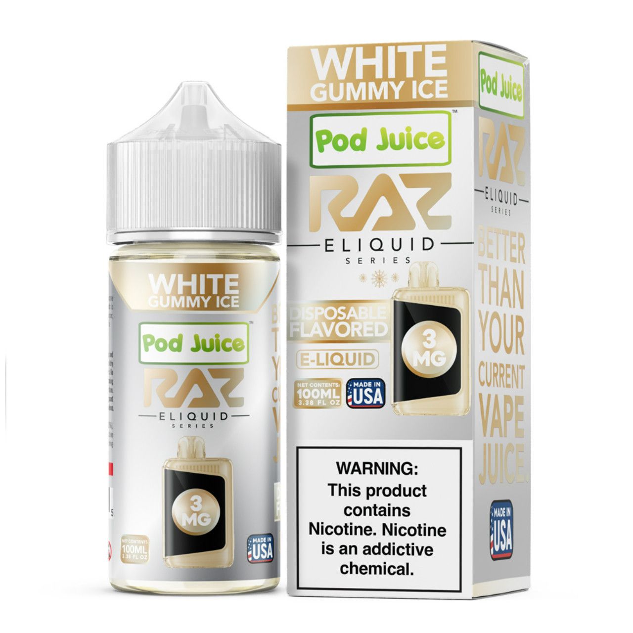 Pod Juice x RAZ – White Gummy Ice 100mL