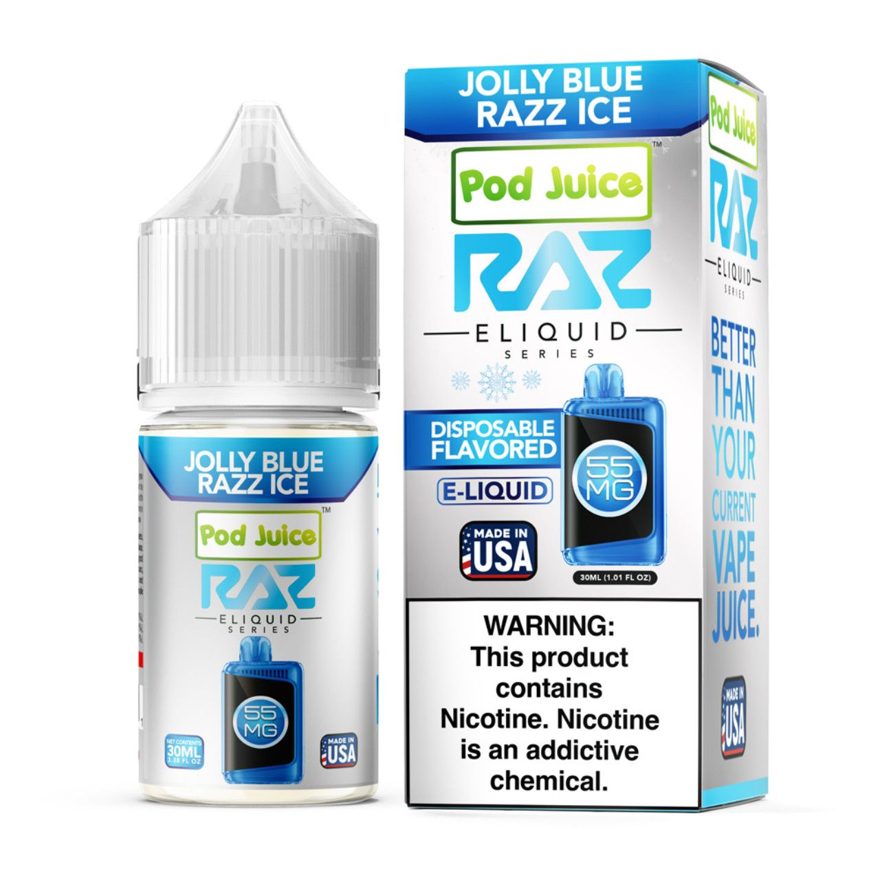 Pod Juice x RAZ Salt Jolly Blue Razz Ice 30ml