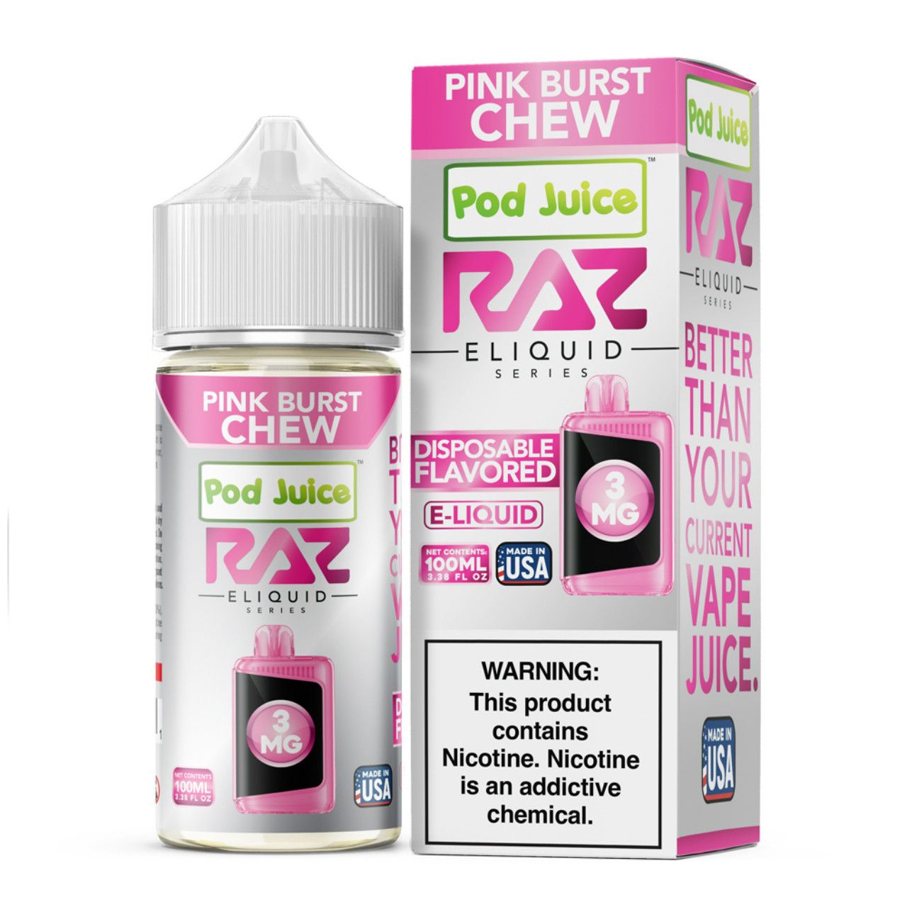 Pod Juice x RAZ – Pink Burst Chew 100mL