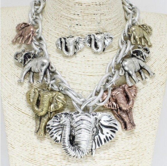 Multiple Elephants Necklace