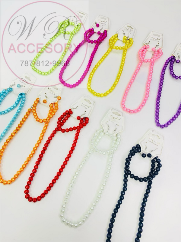 MNK-0570R10 Collar Colores de Perlas