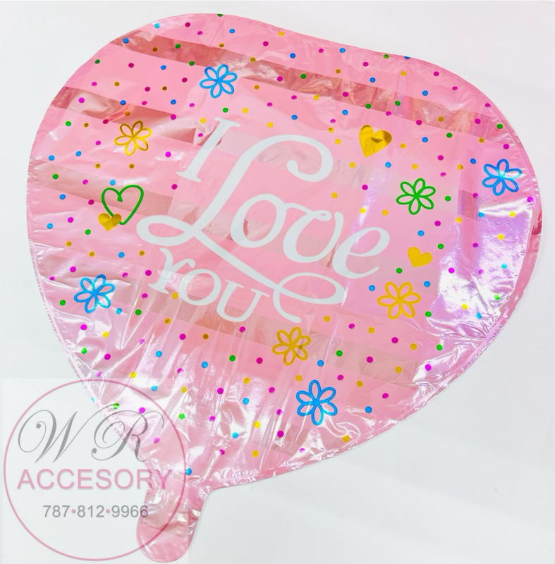 Globo Corazón “I love You” Rosa Claro puntos de colores 47503