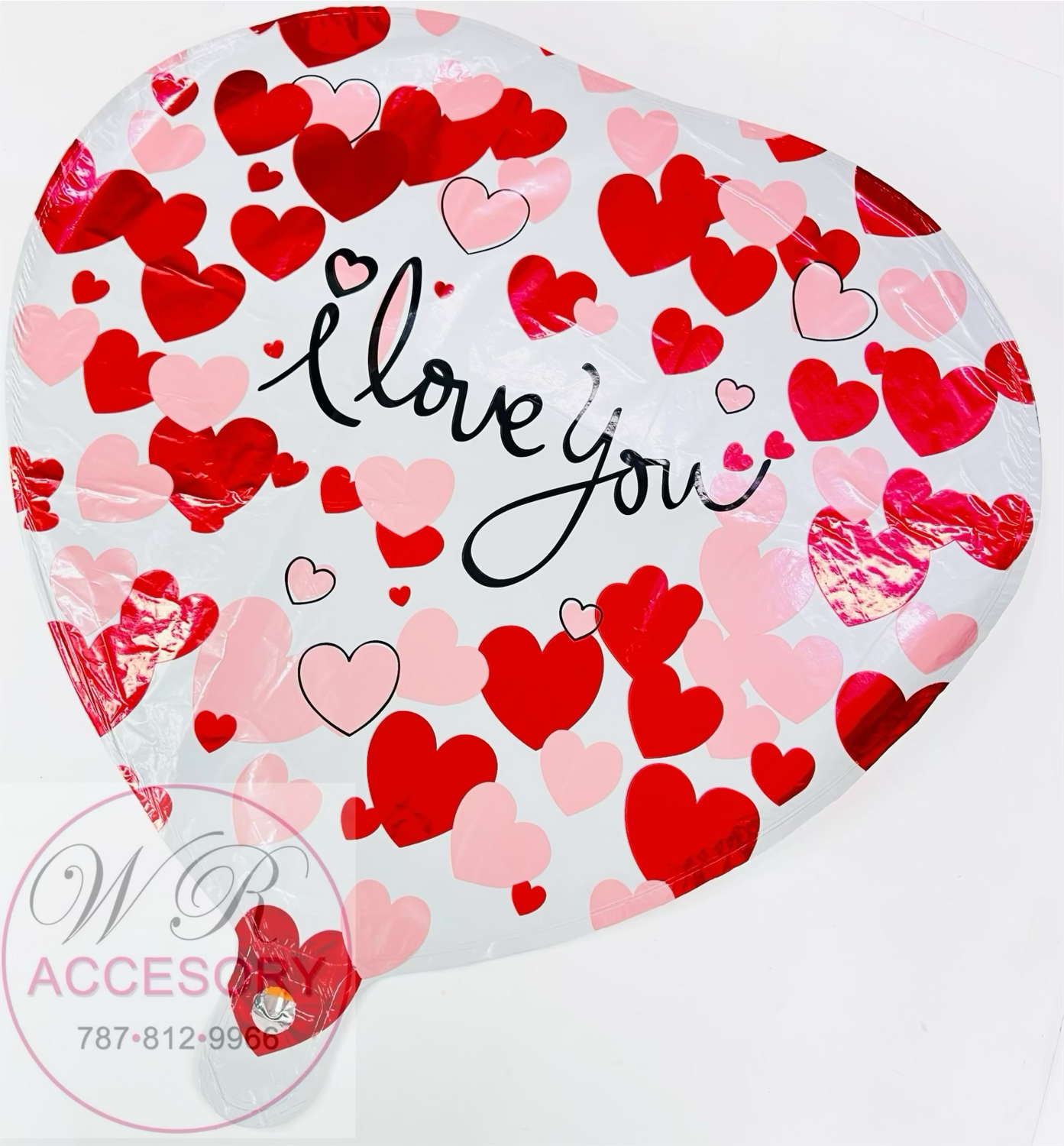 Globo Corazón “I love you” Blanco con corazones rojo y rosa 47509