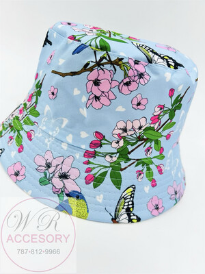 S18193K Bucket Hat Primavera “Pájaros, Mariposa y Flores”