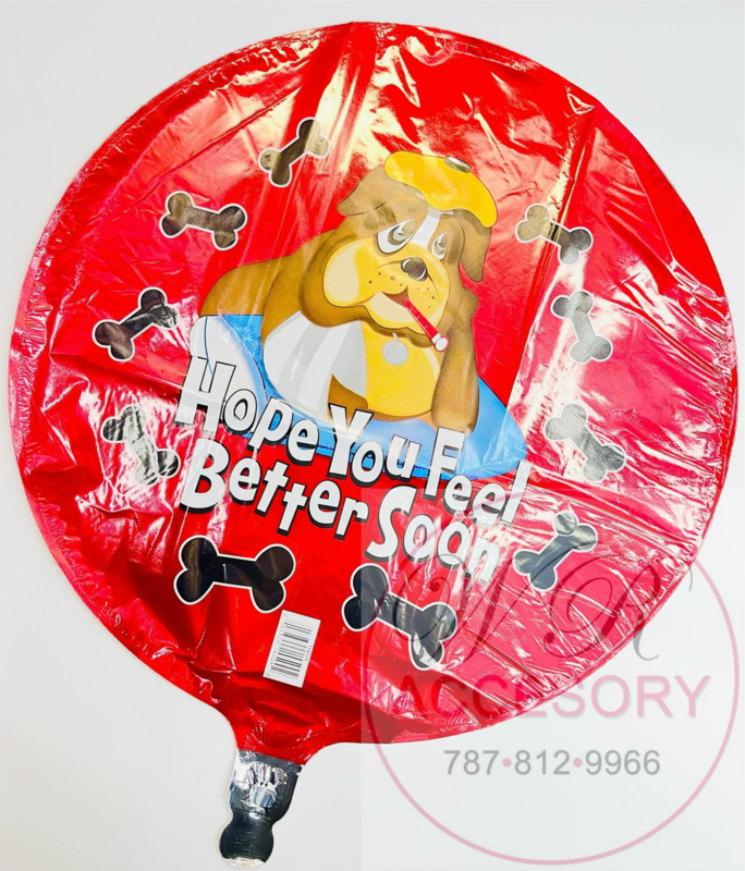 Globo “Hope You Feel Better Soon” Rojo con perro  114509