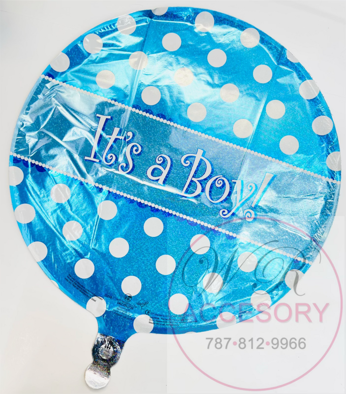 Globo “It’s a Boy” Azul y círculos blancos 114040