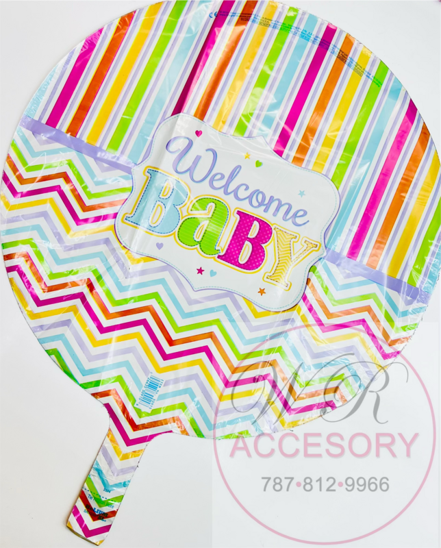 Globo “Welcome baby” líneas de colores 30915