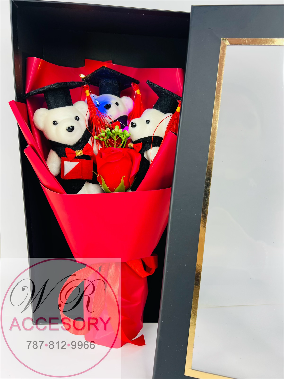 SLP-7491 Graduation Bear Bouquet 1 pcs Red