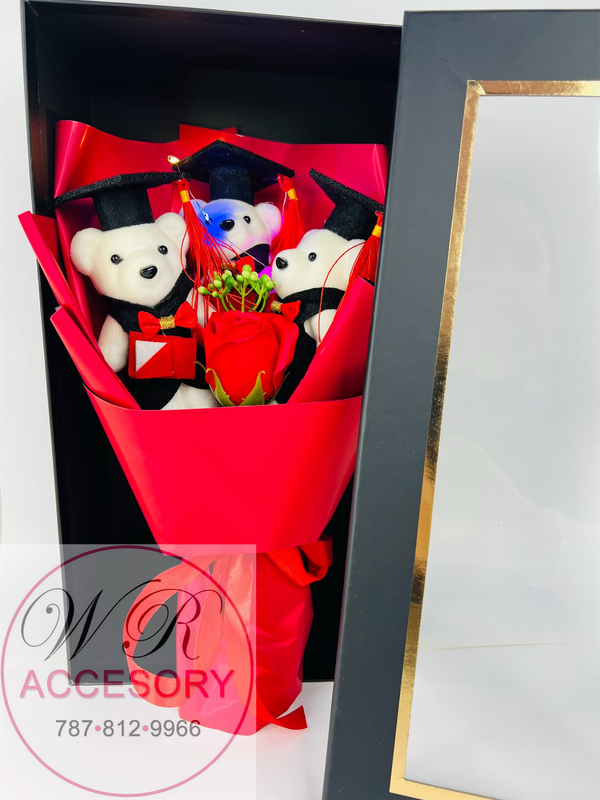 SLP-7491 Graduation Bear Bouquet 1 pcs Red