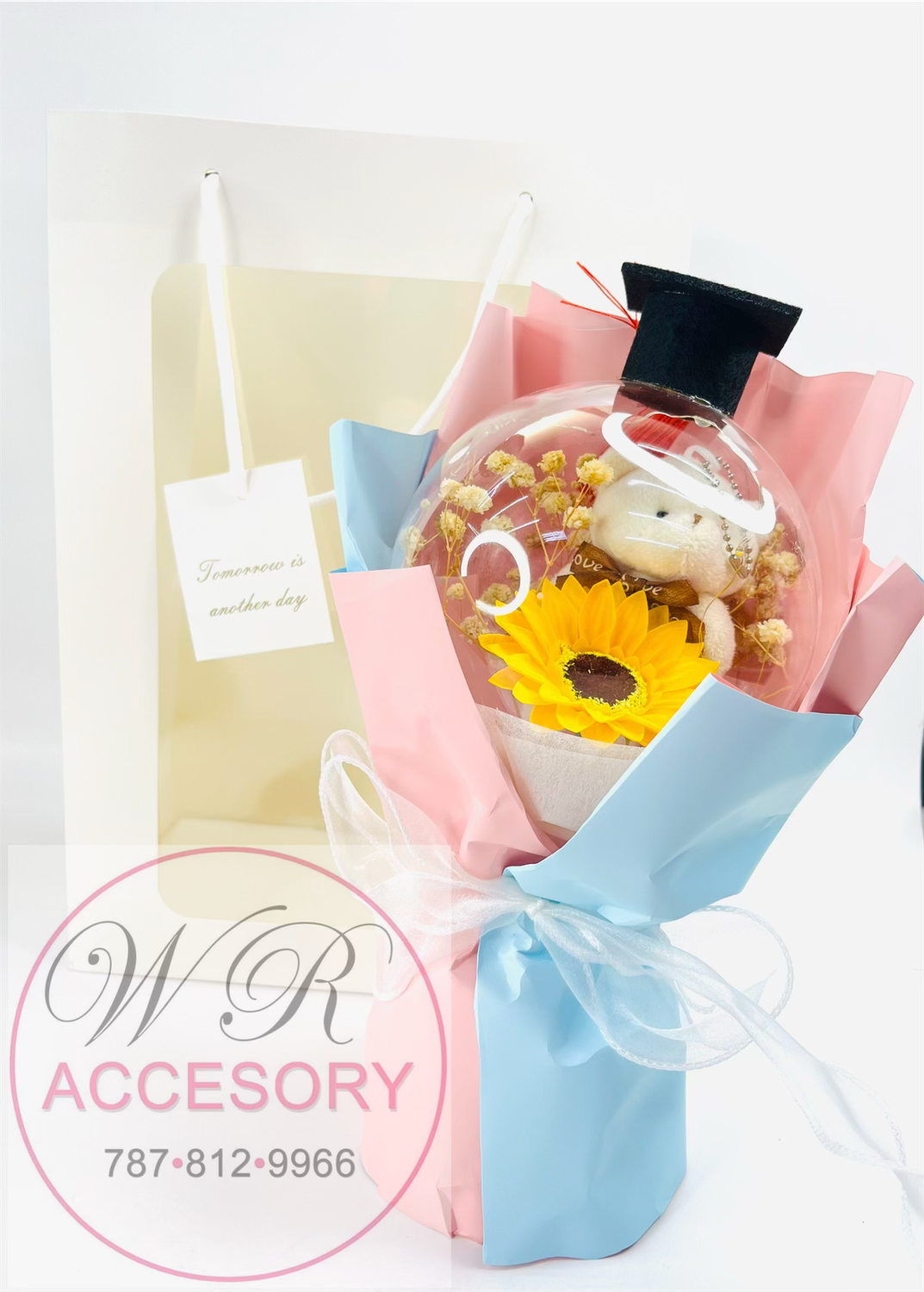 SLP-7493 Graduation Bouquet 1 Pcs Pink &amp; Blue