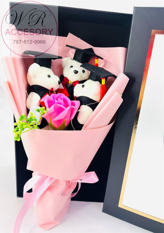 SLP-7491 Graduation Bear Bouquet 1 pcs Pink