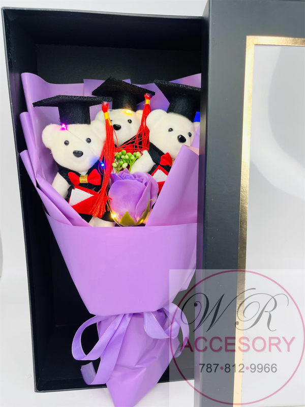 SLP-7491 Graduation Bear Bouquet 1 pcs Purple