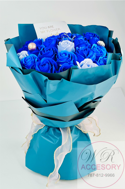 SLP-7292 flower bouquet blue 1pcs