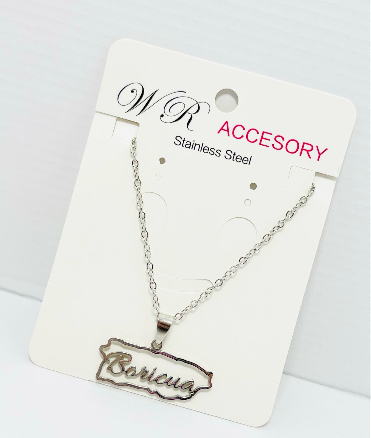 Cadena Stainlees Steel #1059 mapa boricua 