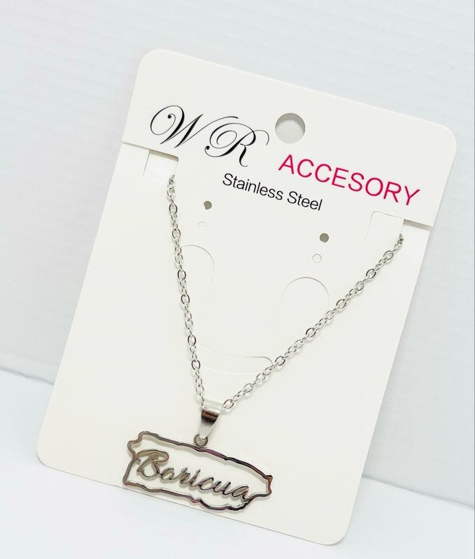 Cadena Stainlees Steel #1059 mapa boricua 