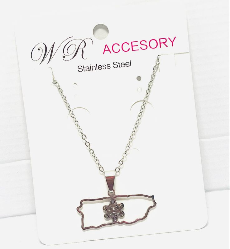 Cadena Stainlees Steel #1099 mapa sol taíno 